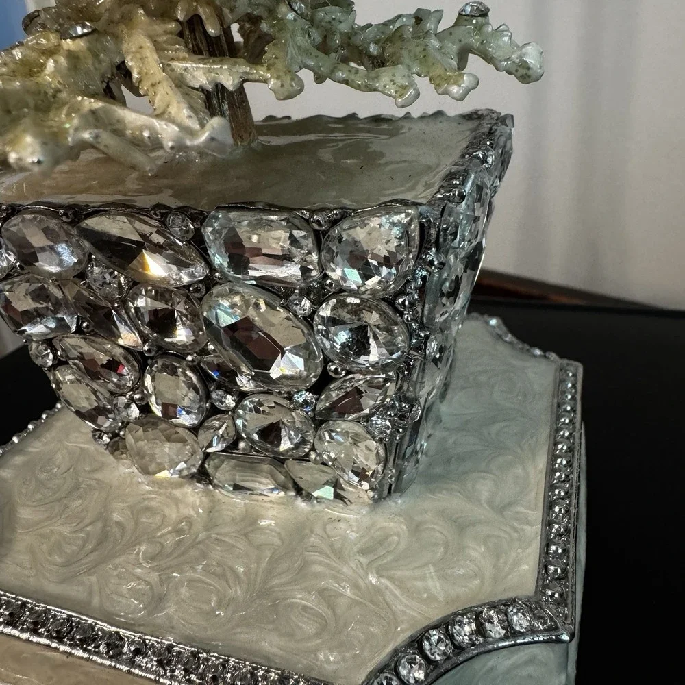 Olivia Riegel‎ Flocked Swarovski Crystal Pewter Christmas Tree Stocking Holder